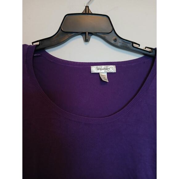 Dressbarn Purple Long Sleeve Pull Over Sweater 1X Scoop Neck Fall Winter Plum - Picture 3 of 5